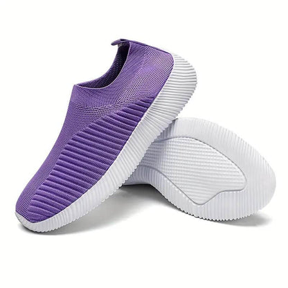 Frauen Elastische Socken Schuhe Sport Casual Leichte Flache Fliegen Gewebte Slip-on