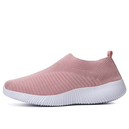Frauen Elastische Socken Schuhe Sport Casual Leichte Flache Fliegen Gewebte Slip-on