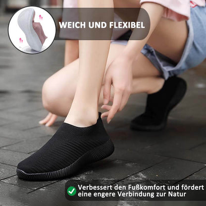 Frauen Elastische Socken Schuhe Sport Casual Leichte Flache Fliegen Gewebte Slip-on