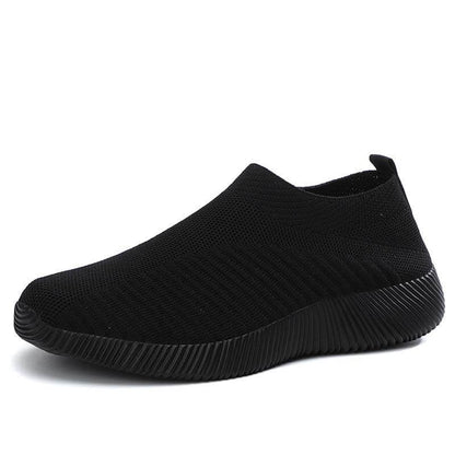 Frauen Elastische Socken Schuhe Sport Casual Leichte Flache Fliegen Gewebte Slip-on
