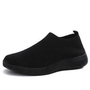 Frauen Elastische Socken Schuhe Sport Casual Leichte Flache Fliegen Gewebte Slip-on