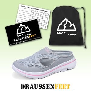 draussenfeet strickschuhe 31537 hellgrau rosa