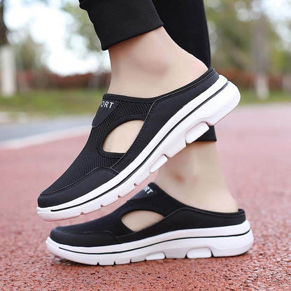 Lässige Damen Herren Slip-on Sandalen mit dicker Sohle Mesh Halbschuhe Schuhe (Unisex)