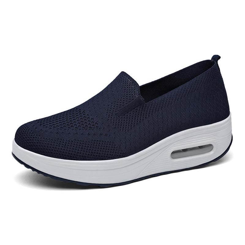 Damen Slip-on Dicksohlen Höhenverstärkende Luftkissen Sportschuhe Flying Knit Atmungsaktive Freizeitschuhe