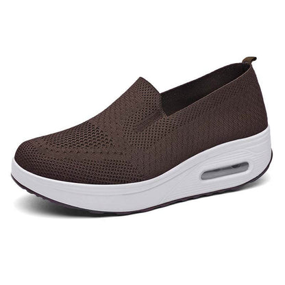 Damen Slip-on Dicksohlen Höhenverstärkende Luftkissen Sportschuhe Flying Knit Atmungsaktive Freizeitschuhe