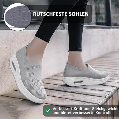 Damen Slip-on Dicksohlen Höhenverstärkende Luftkissen Sportschuhe Flying Knit Atmungsaktive Freizeitschuhe