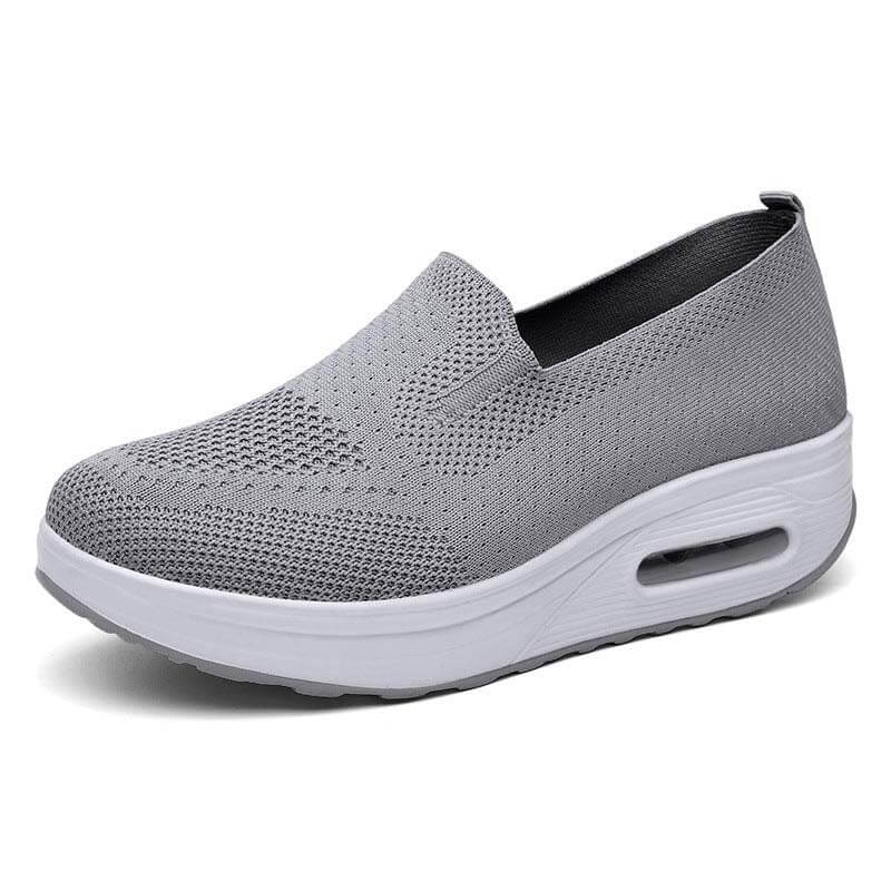 Damen Slip-on Dicksohlen Höhenverstärkende Luftkissen Sportschuhe Flying Knit Atmungsaktive Freizeitschuhe