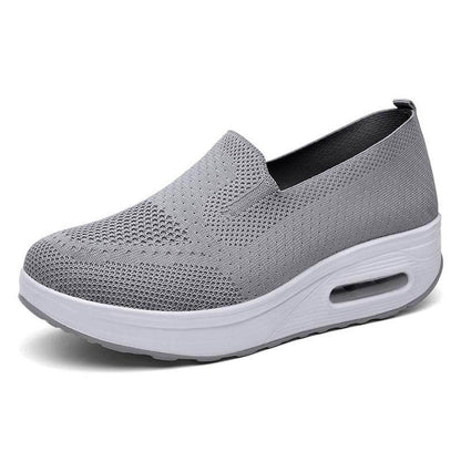 Damen Slip-on Dicksohlen Höhenverstärkende Luftkissen Sportschuhe Flying Knit Atmungsaktive Freizeitschuhe