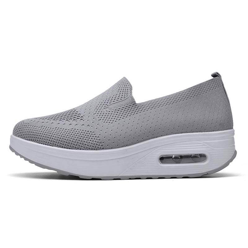Damen Slip-on Dicksohlen Höhenverstärkende Luftkissen Sportschuhe Flying Knit Atmungsaktive Freizeitschuhe