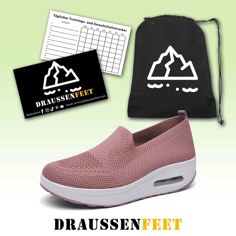 Damen Slip-on Dicksohlen Höhenverstärkende Luftkissen Sportschuhe Flying Knit Atmungsaktive Freizeitschuhe