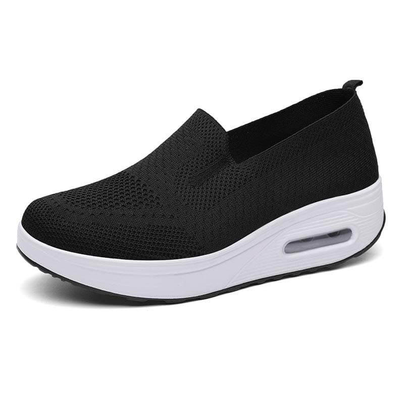 Damen Slip-on Dicksohlen Höhenverstärkende Luftkissen Sportschuhe Flying Knit Atmungsaktive Freizeitschuhe