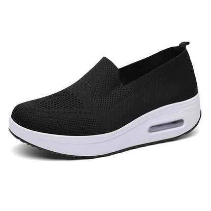Damen Slip-on Dicksohlen Höhenverstärkende Luftkissen Sportschuhe Flying Knit Atmungsaktive Freizeitschuhe