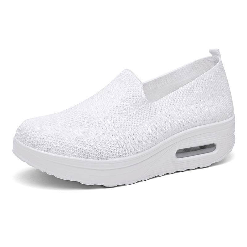 Damen Slip-on Dicksohlen Höhenverstärkende Luftkissen Sportschuhe Flying Knit Atmungsaktive Freizeitschuhe