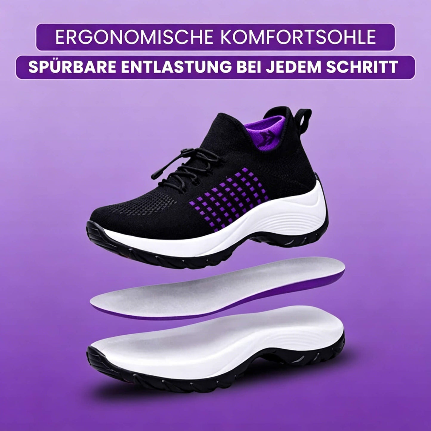 Damen Socken Schuhe Casual Flying Woven Schnürschuhe Dickbesohlte Sportschuhe Outdoor