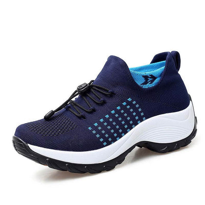Damen Socken Schuhe Casual Flying Woven Schnürschuhe Dickbesohlte Sportschuhe Outdoor