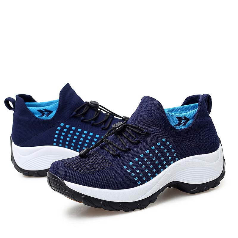 Damen Socken Schuhe Casual Flying Woven Schnürschuhe Dickbesohlte Sportschuhe Outdoor