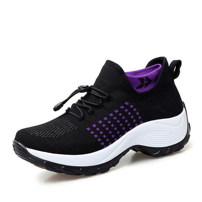 Damen Socken Schuhe Casual Flying Woven Schnürschuhe Dickbesohlte Sportschuhe Outdoor