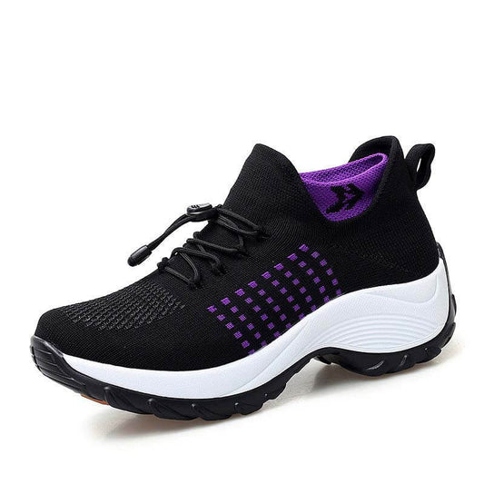 Damen Socken Schuhe Casual Flying Woven Schnürschuhe Dickbesohlte Sportschuhe Outdoor