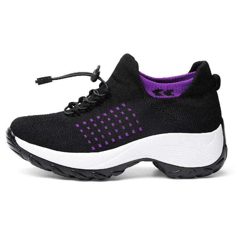 Damen Socken Schuhe Casual Flying Woven Schnürschuhe Dickbesohlte Sportschuhe Outdoor