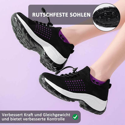 Damen Socken Schuhe Casual Flying Woven Schnürschuhe Dickbesohlte Sportschuhe Outdoor