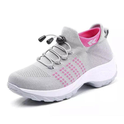 Damen Socken Schuhe Casual Flying Woven Schnürschuhe Dickbesohlte Sportschuhe Outdoor