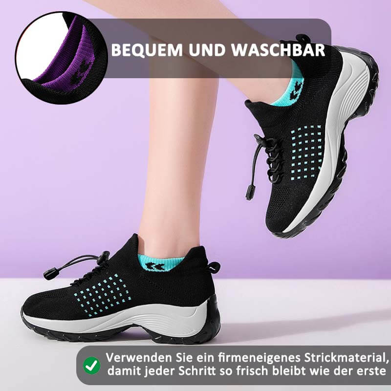 Damen Socken Schuhe Casual Flying Woven Schnürschuhe Dickbesohlte Sportschuhe Outdoor