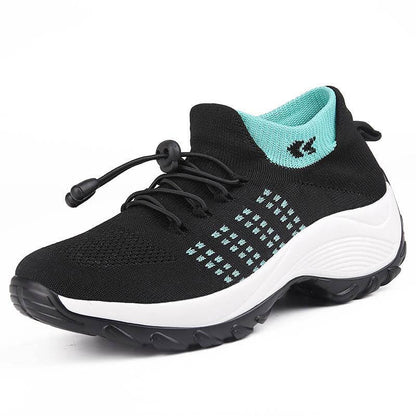 Damen Socken Schuhe Casual Flying Woven Schnürschuhe Dickbesohlte Sportschuhe Outdoor