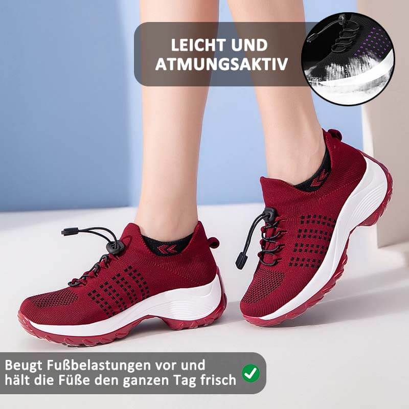 Damen Socken Schuhe Casual Flying Woven Schnürschuhe Dickbesohlte Sportschuhe Outdoor