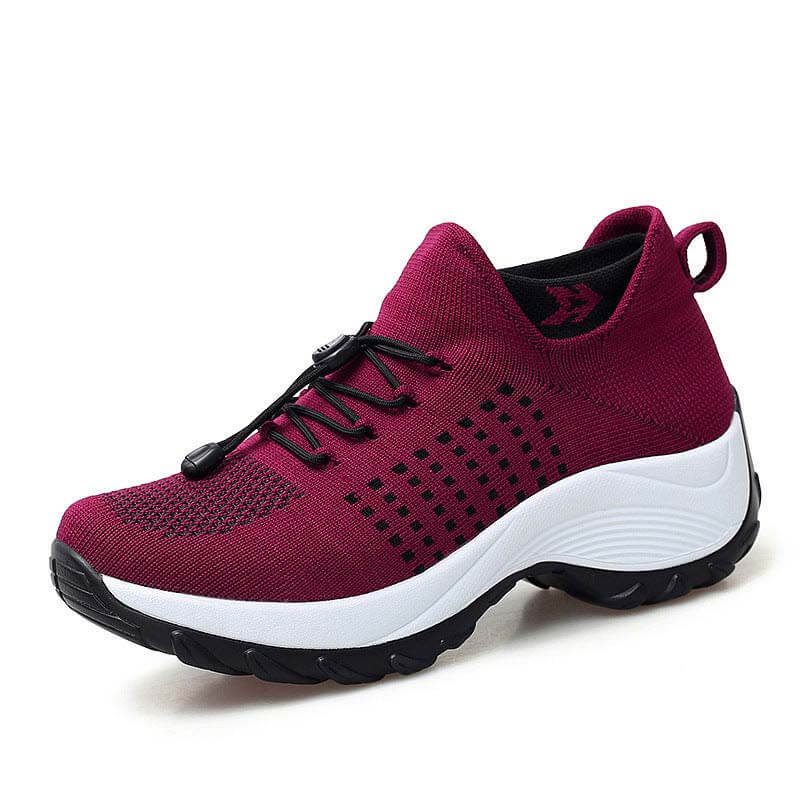 Damen Socken Schuhe Casual Flying Woven Schnürschuhe Dickbesohlte Sportschuhe Outdoor
