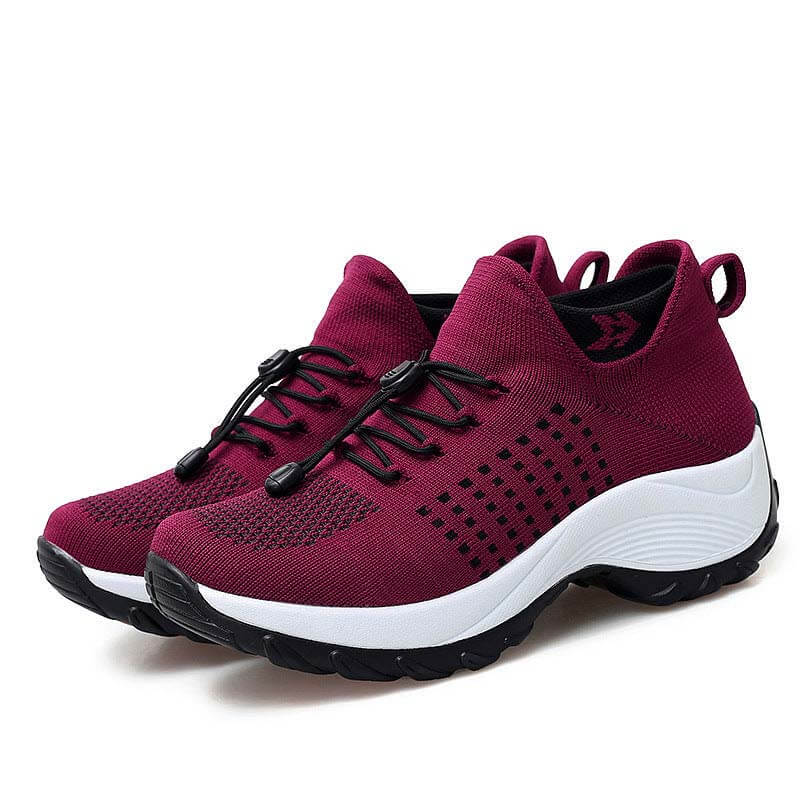 Damen Socken Schuhe Casual Flying Woven Schnürschuhe Dickbesohlte Sportschuhe Outdoor