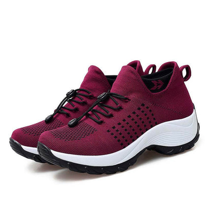 Damen Socken Schuhe Casual Flying Woven Schnürschuhe Dickbesohlte Sportschuhe Outdoor