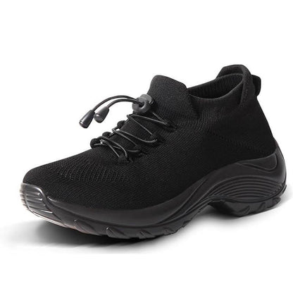 Damen Socken Schuhe Casual Flying Woven Schnürschuhe Dickbesohlte Sportschuhe Outdoor