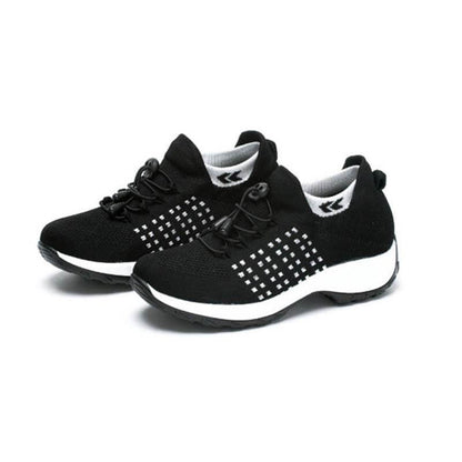 Damen Socken Schuhe Casual Flying Woven Schnürschuhe Dickbesohlte Sportschuhe Outdoor