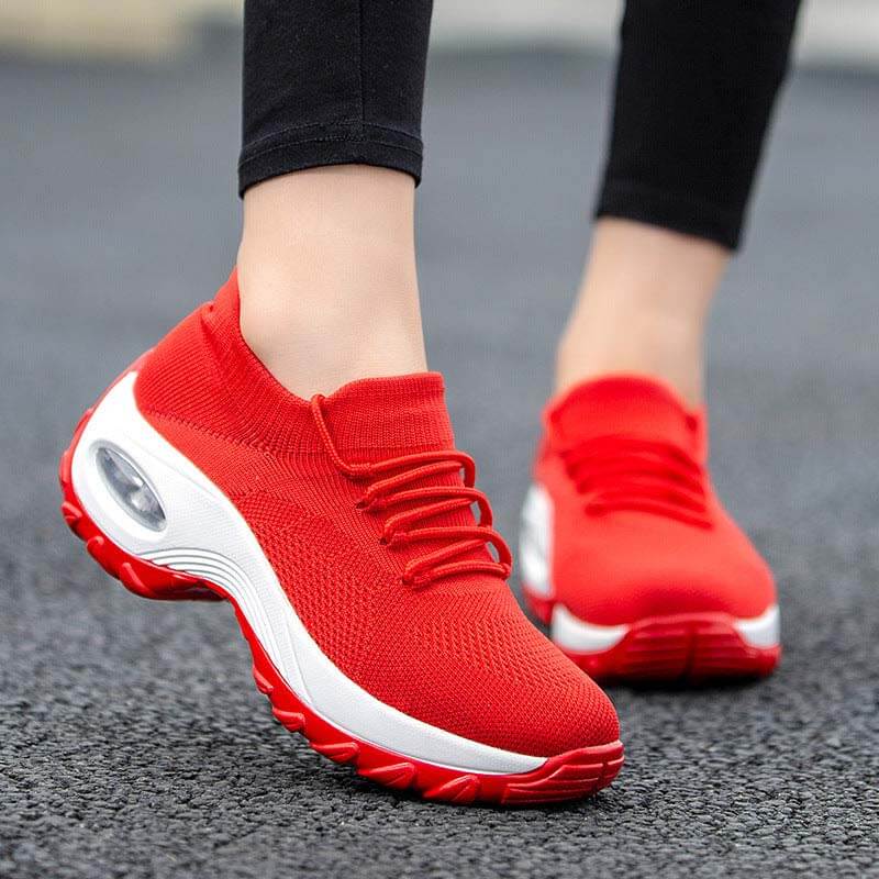 Damen Sportschuhe Mit Fliegenden Stricksocken, Lässige Laufschuhe
