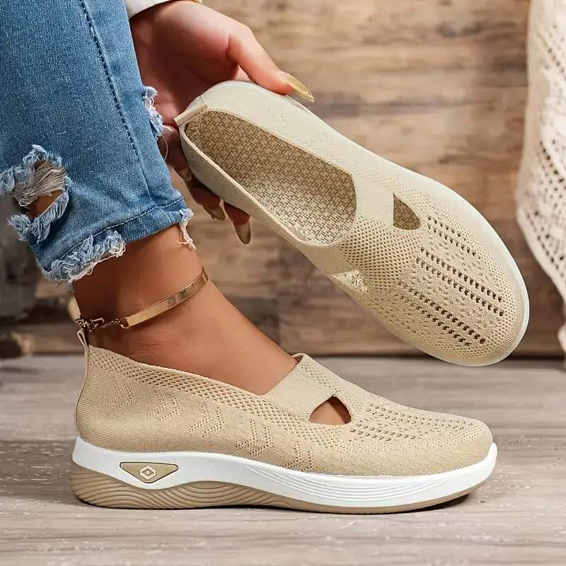 Atmungsaktive Slip-on-Strickschuhe für Damen im Sommer mit weicher Sohle