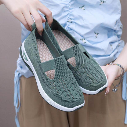 Atmungsaktive Slip-on-Strickschuhe für Damen im Sommer mit weicher Sohle