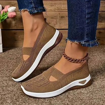 Atmungsaktive Slip-on-Strickschuhe für Damen im Sommer mit weicher Sohle
