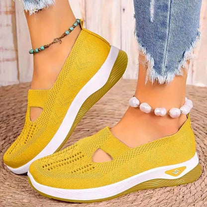 Atmungsaktive Slip-on-Strickschuhe für Damen im Sommer mit weicher Sohle
