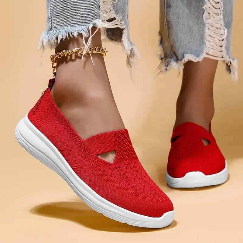 Atmungsaktive Slip-on-Strickschuhe für Damen im Sommer mit weicher Sohle