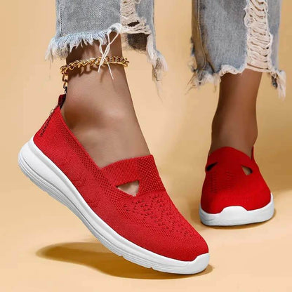 Atmungsaktive Slip-on-Strickschuhe für Damen im Sommer mit weicher Sohle