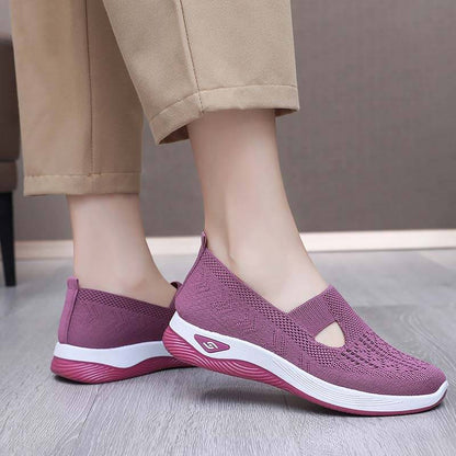 Atmungsaktive Slip-on-Strickschuhe für Damen im Sommer mit weicher Sohle