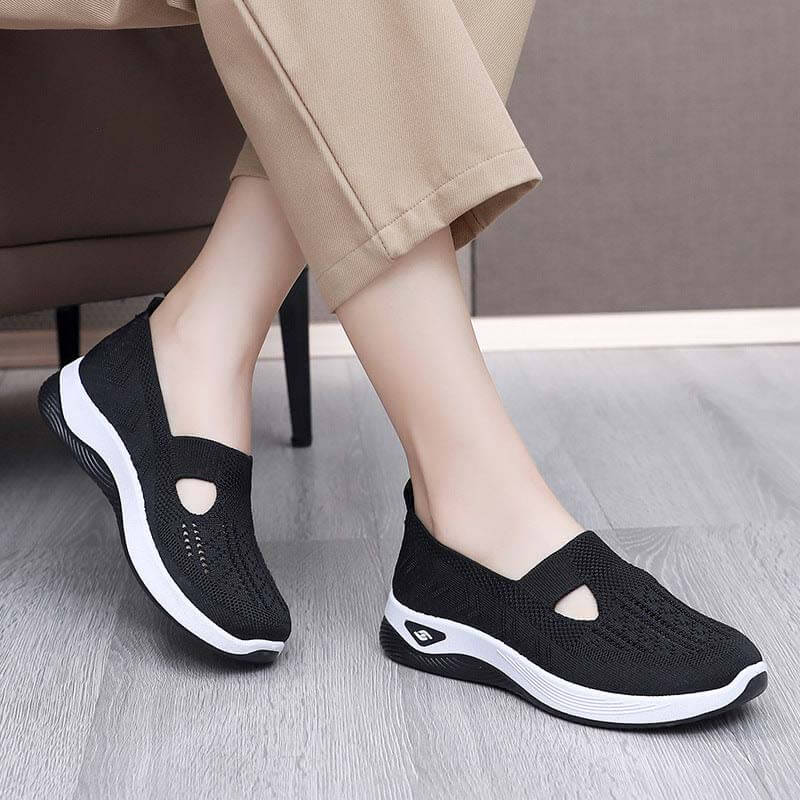 Atmungsaktive Slip-on-Strickschuhe für Damen im Sommer mit weicher Sohle