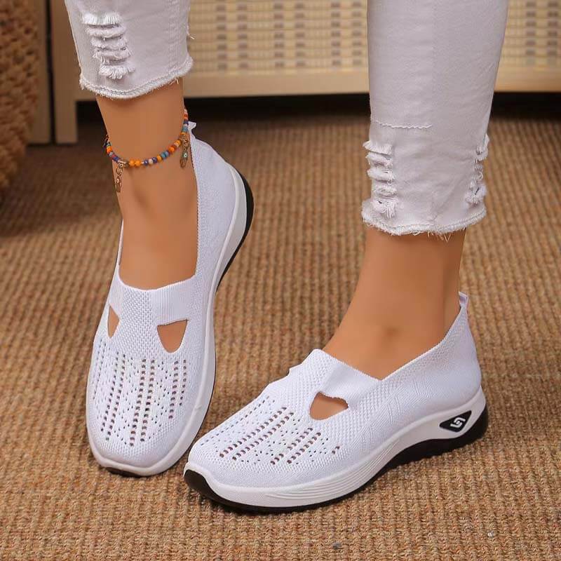 Atmungsaktive Slip-on-Strickschuhe für Damen im Sommer mit weicher Sohle