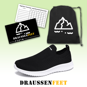 draussenfeet strickschuhe 31556 schwarz und weiss