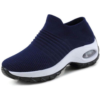 Damen Flying Woven Knit Sports Slip-on Freizeitschuhe