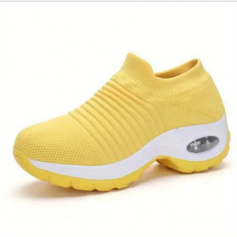 Damen Flying Woven Knit Sports Slip-on Freizeitschuhe