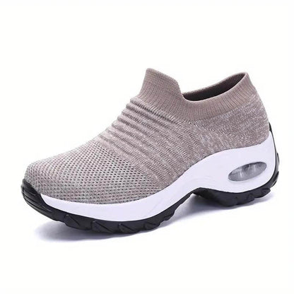 Damen Flying Woven Knit Sports Slip-on Freizeitschuhe