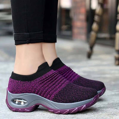 Damen Flying Woven Knit Sports Slip-on Freizeitschuhe