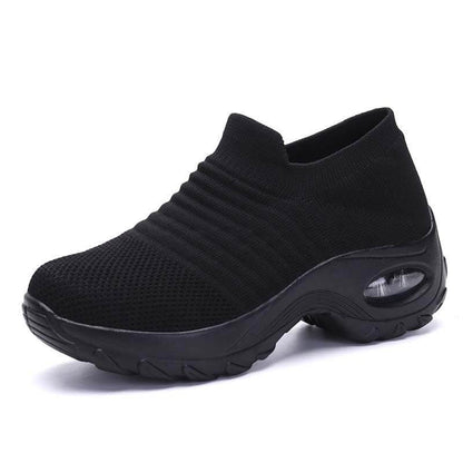 Damen Flying Woven Knit Sports Slip-on Freizeitschuhe