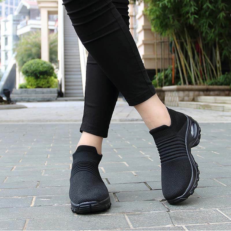 Damen Flying Woven Knit Sports Slip-on Freizeitschuhe